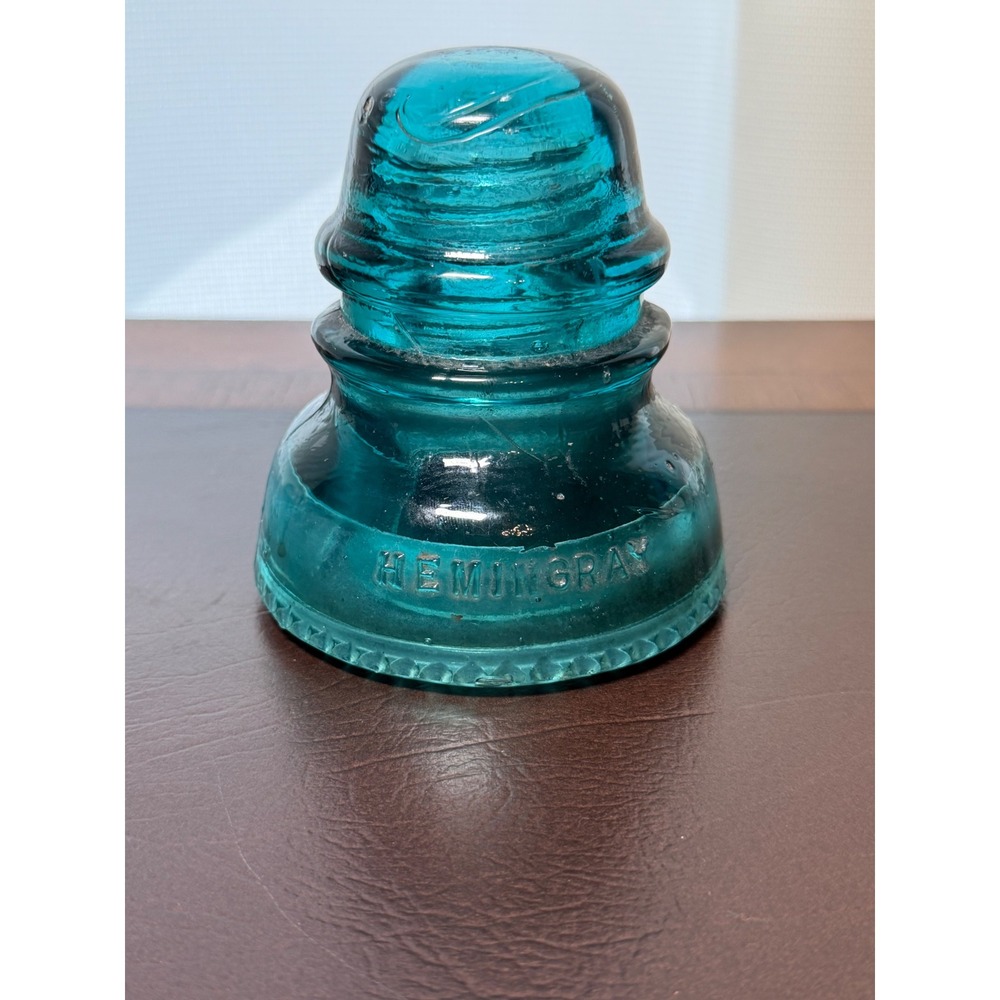 Vintage Hemingray No 40 Aqua Blue Glass Insulator Drip Edge Collectible Teal